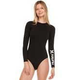 Hurley Long Sleeve Womens One Piece Swimsuits, Swimsuit for Women, Bathing Suit for Women, Swim Suit UPF 50+ SPF UV Protected Black
